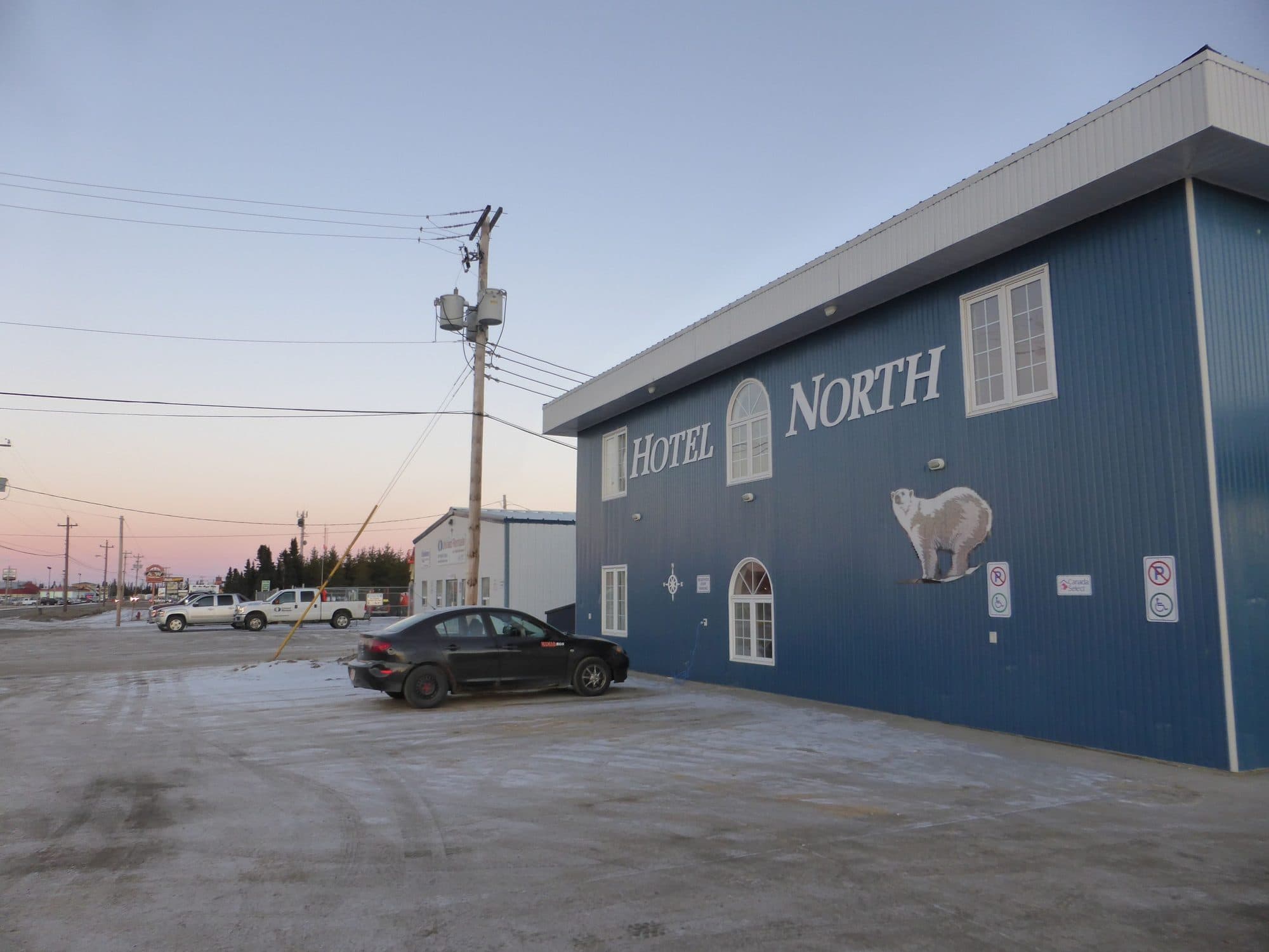 Polární hotel v Goose Bay, Kanada.
