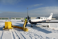 Ranní příprava na odlet. Letiště Bangor (KBGR), stát Maine